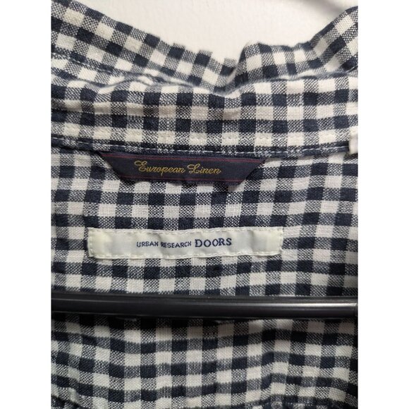 Urban Research Doors Womens European Linen Gingham Black/White Shirt Size Small - Picture 5 of 8